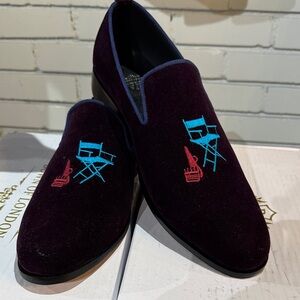 Men's Bown of London Velvet Loafers in Purple Velvet That’s a Wrap Design
